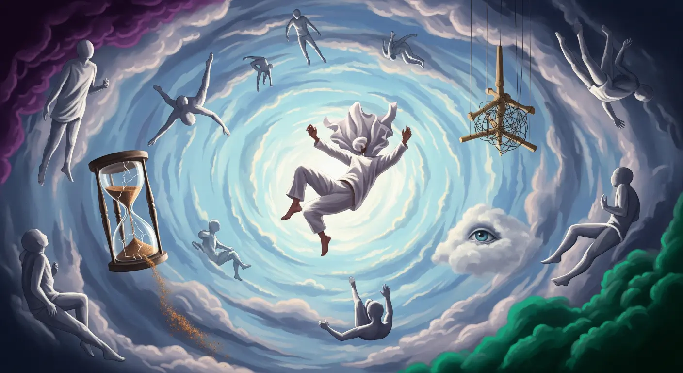 Abstract falling dream symbols